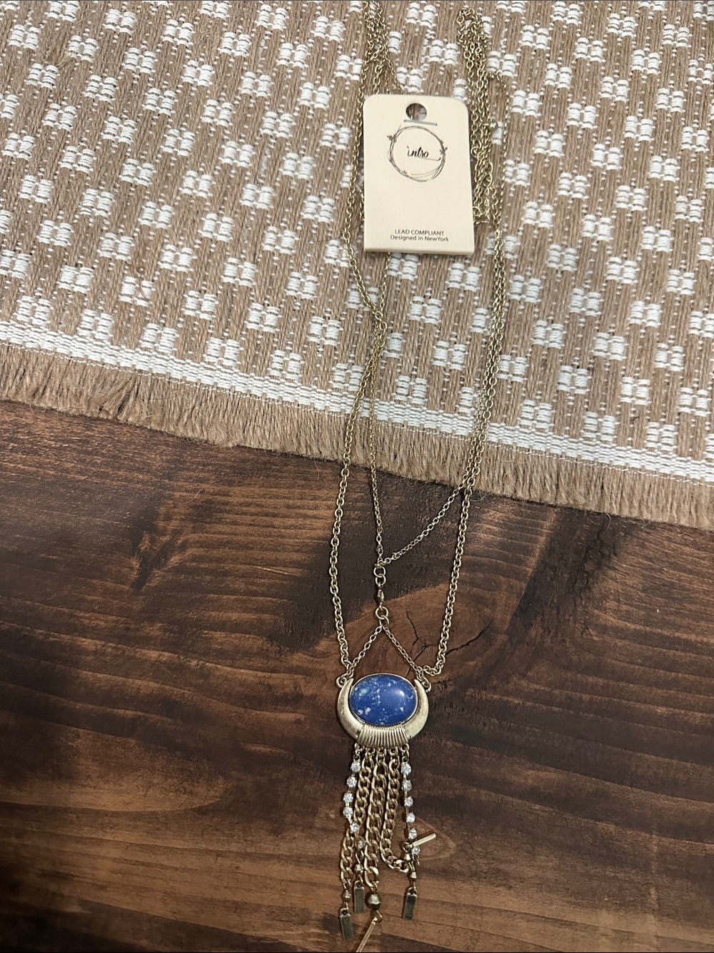 Gold Chain necklace with blue stone